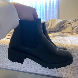 Black Chunky Heel Booties